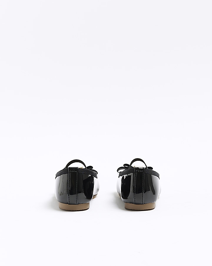 Mini girls Black Patent Bow ballet shoes