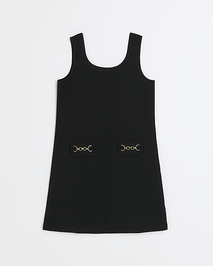 Girls black sleeveless pinafore dress