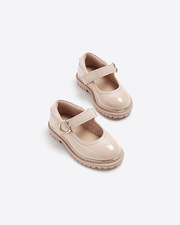 Mini girls pink heart buckle mary jane shoes