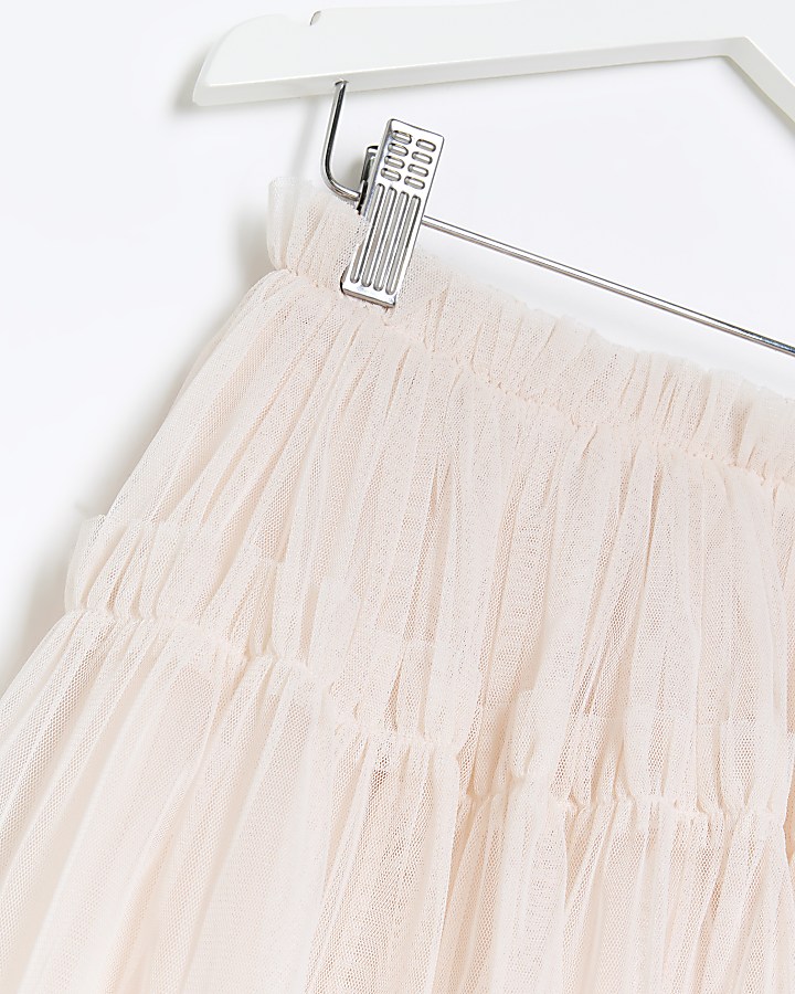 Mini girls white mesh layered tutu skirt