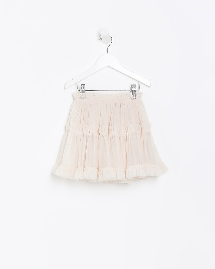 Mini girls white mesh layered tutu skirt