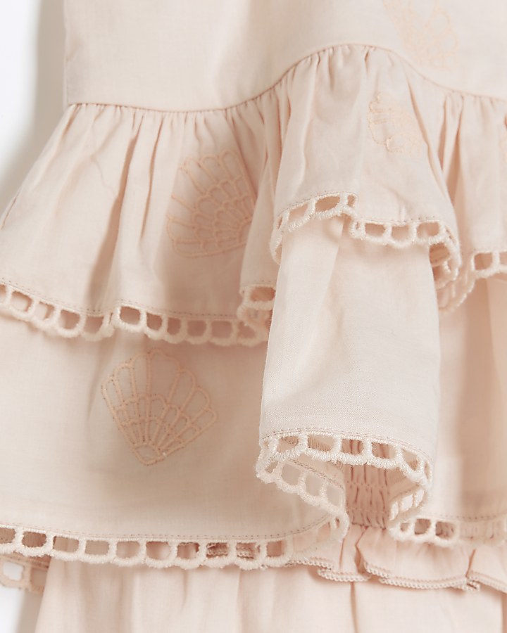 Girls Pink shell embroidered outfit