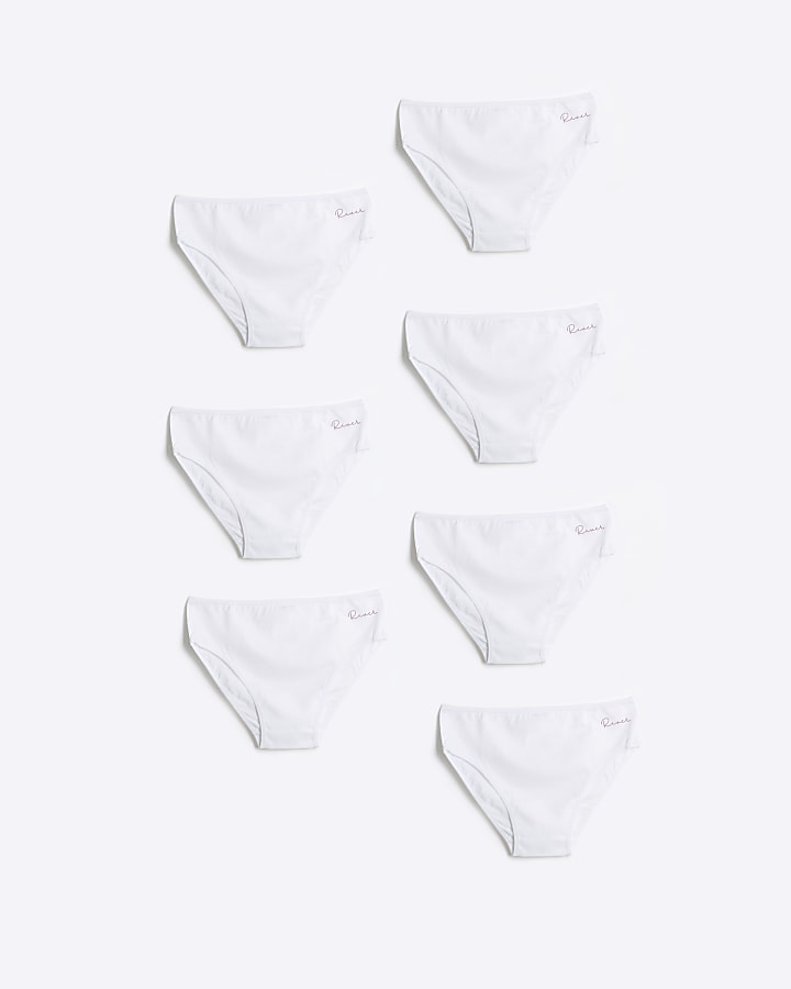 Girls white briefs 7 pack River Island