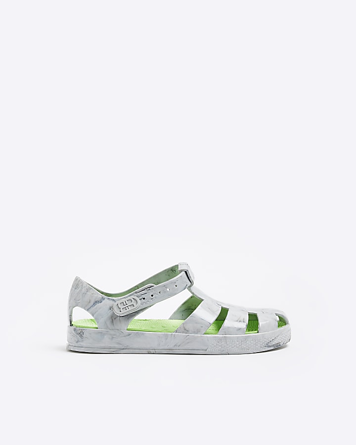 Boys grey rubber velcro jelly sandal