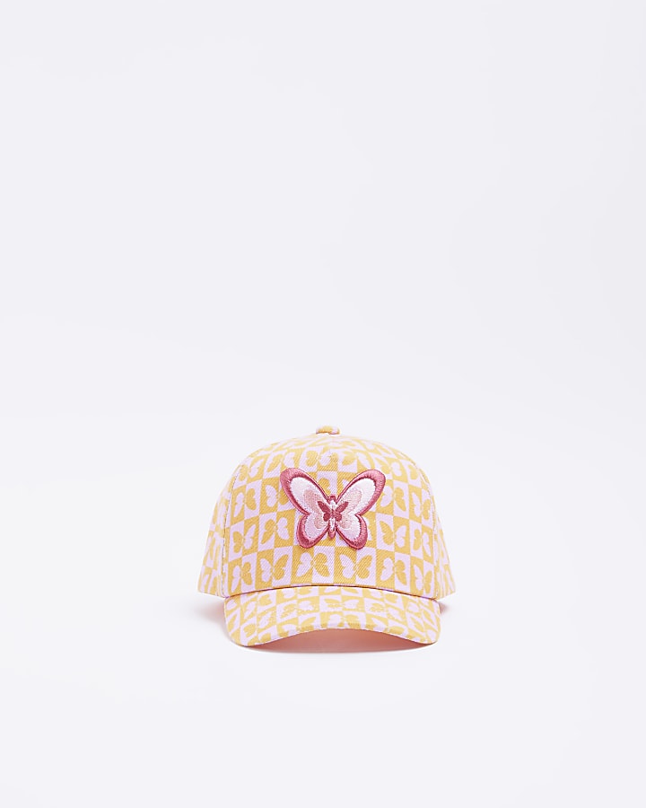 Mini Girls Orange Butterfly Cap