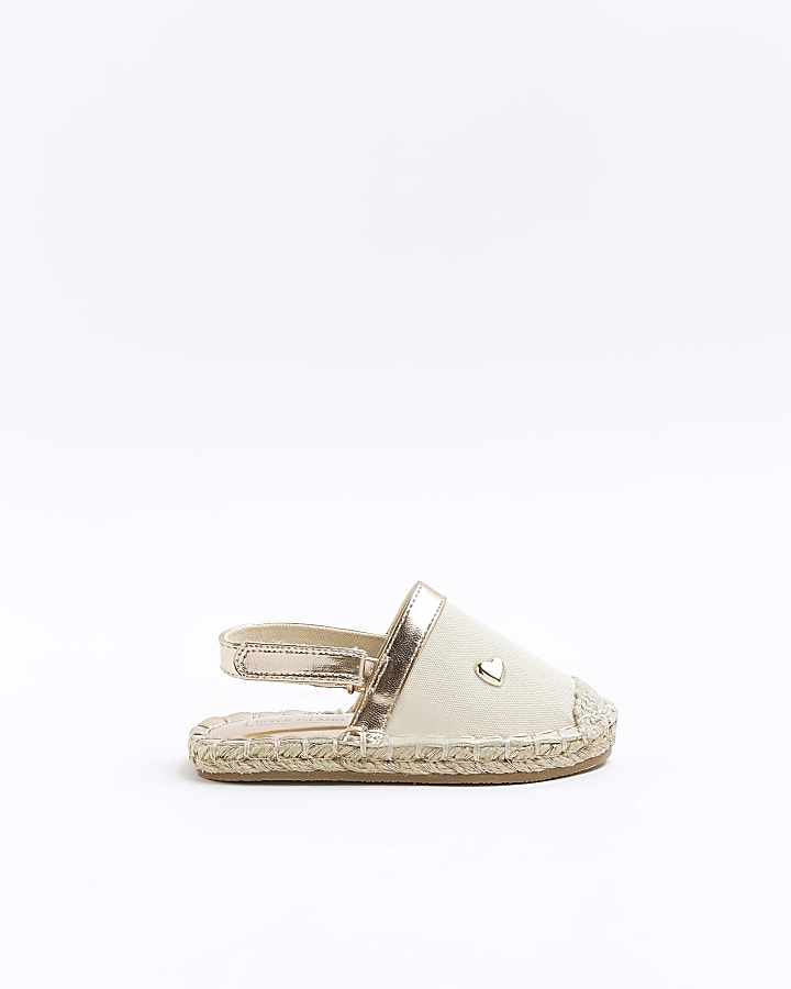 Mini girls rose gold sling back espadrilles