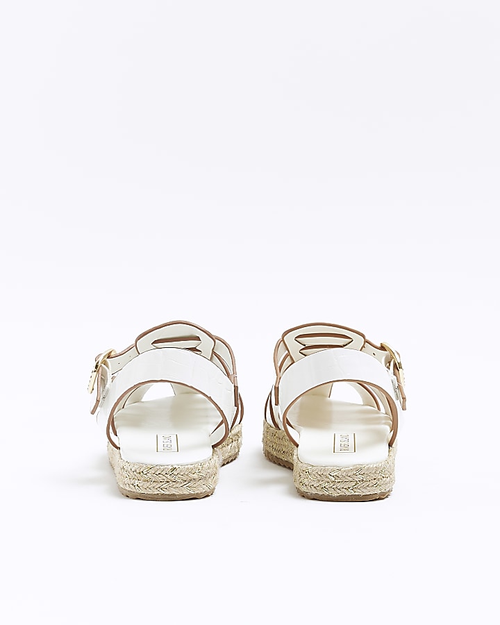 Girls white strappy espadrille sandals