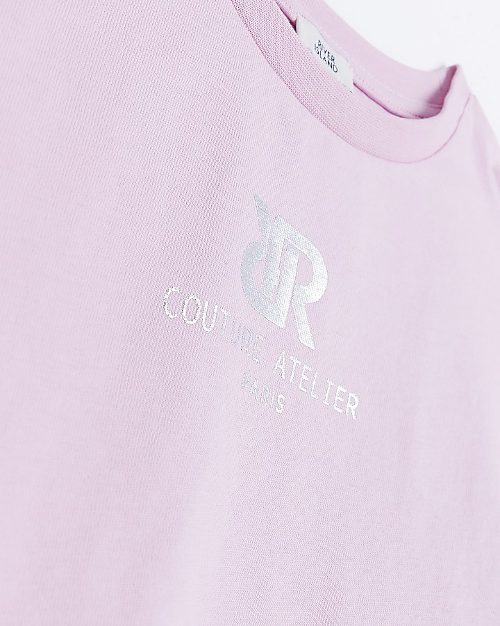 Girls Pink Logo 2 in 1 T-shirt | River Island