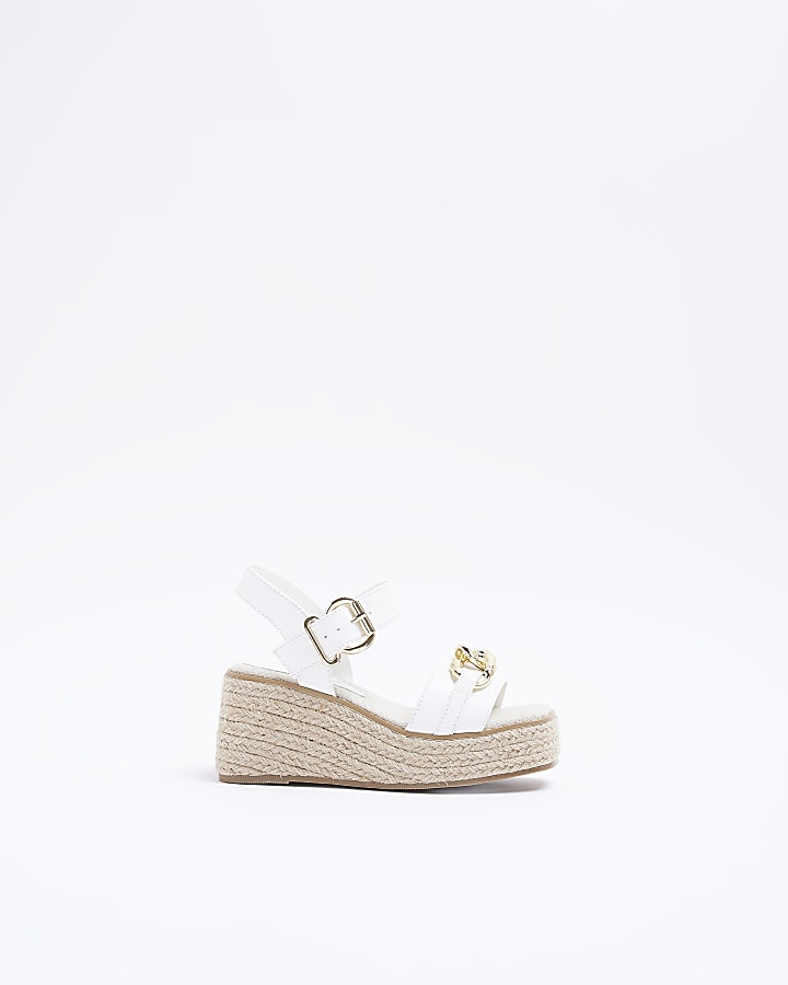 Girls white sales wedges