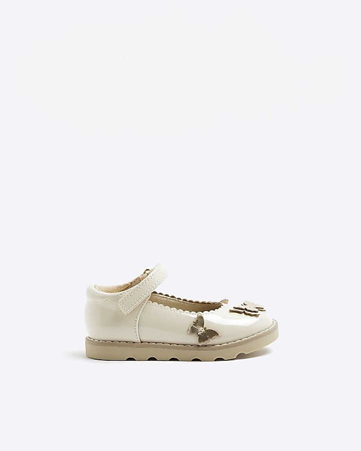 Mini girls cream Leather Mary Jane shoes