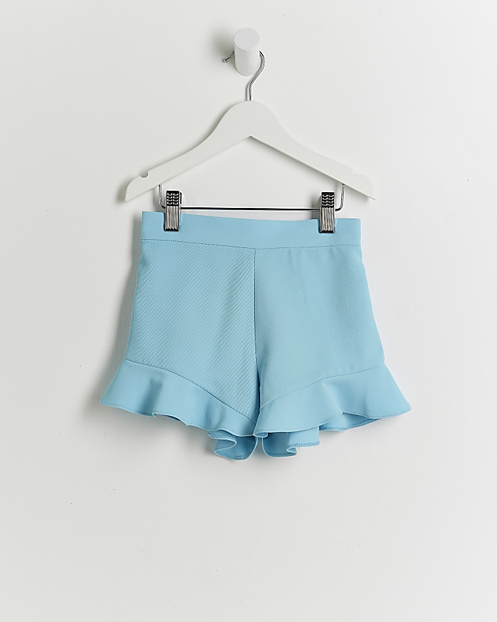 Mini girls blue ruffle shorts