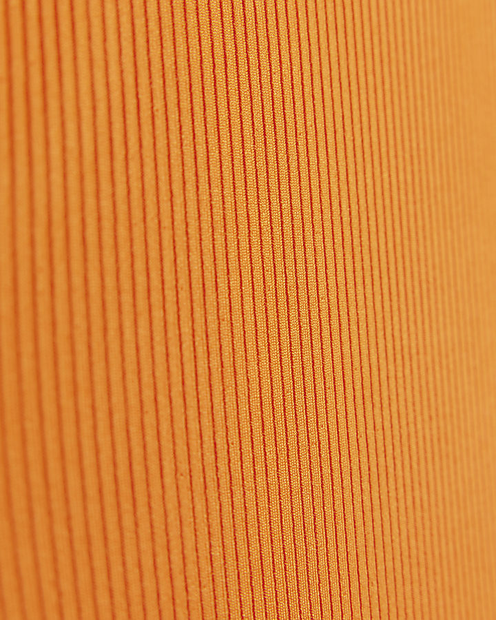 Girls Orange Ribbed Racer Bodysuit
