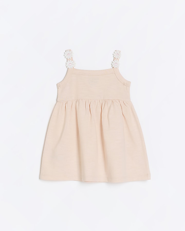 Baby girls pink daisy strap dress