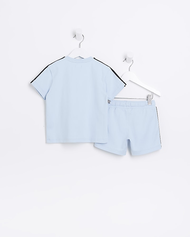 Mini Boys Blue Taped T-shirt and Shorts Set