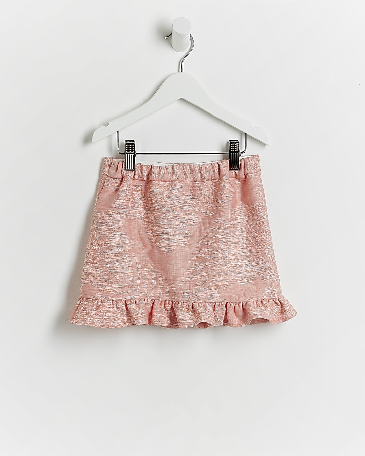 Mini girls pink jacquard skirt
