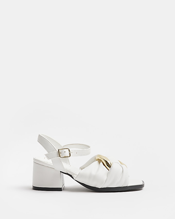 Girls white heeled clearance sandals