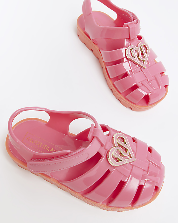 Mini girls Pink caged Jelly sandals