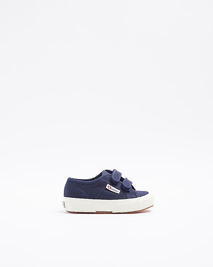 Mini girls navy superga velcro shoes