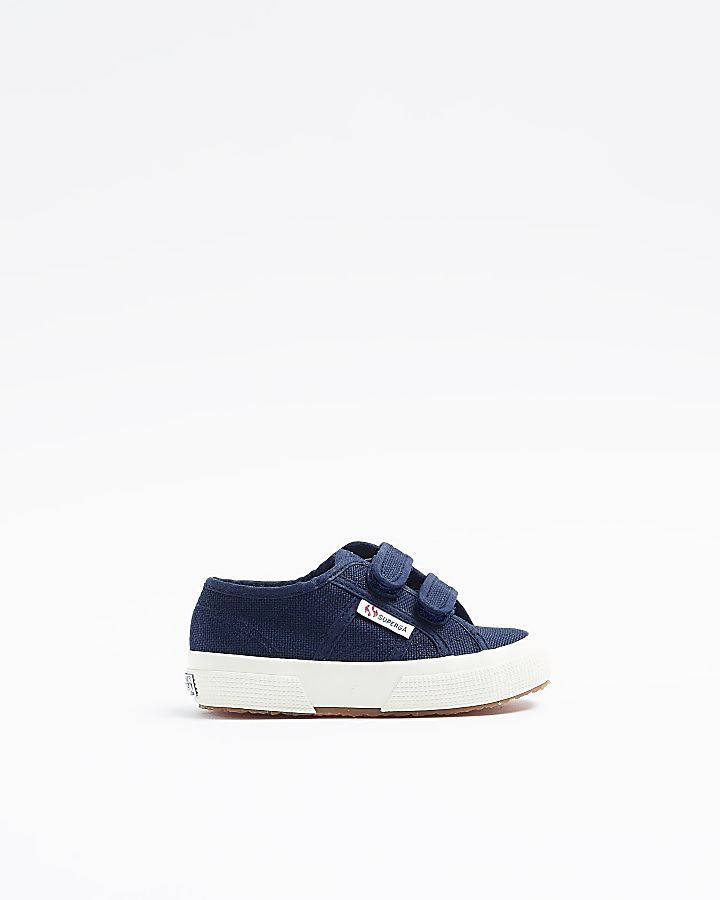 Mini Boys Navy Superga Canvas Strap Trainers