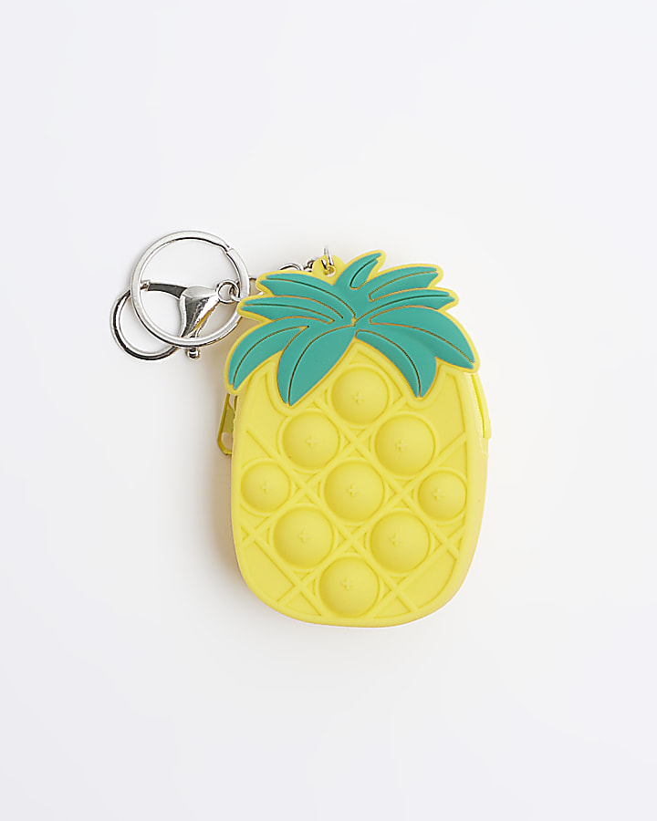 Girls yellow pineapple fidget popper keyring