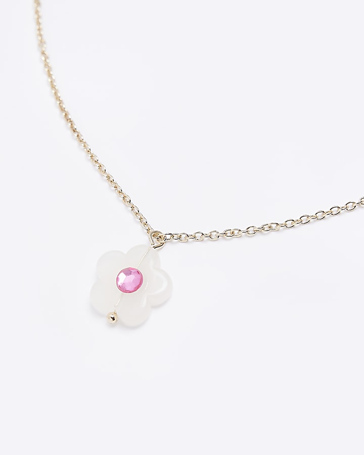 Girls Gold coloured Flower Charm Necklace