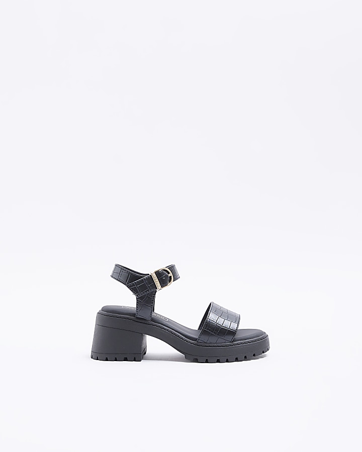 Girls black hot sale heeled sandals