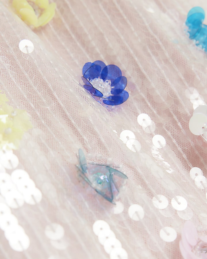 Girls pink embellished dress River Island