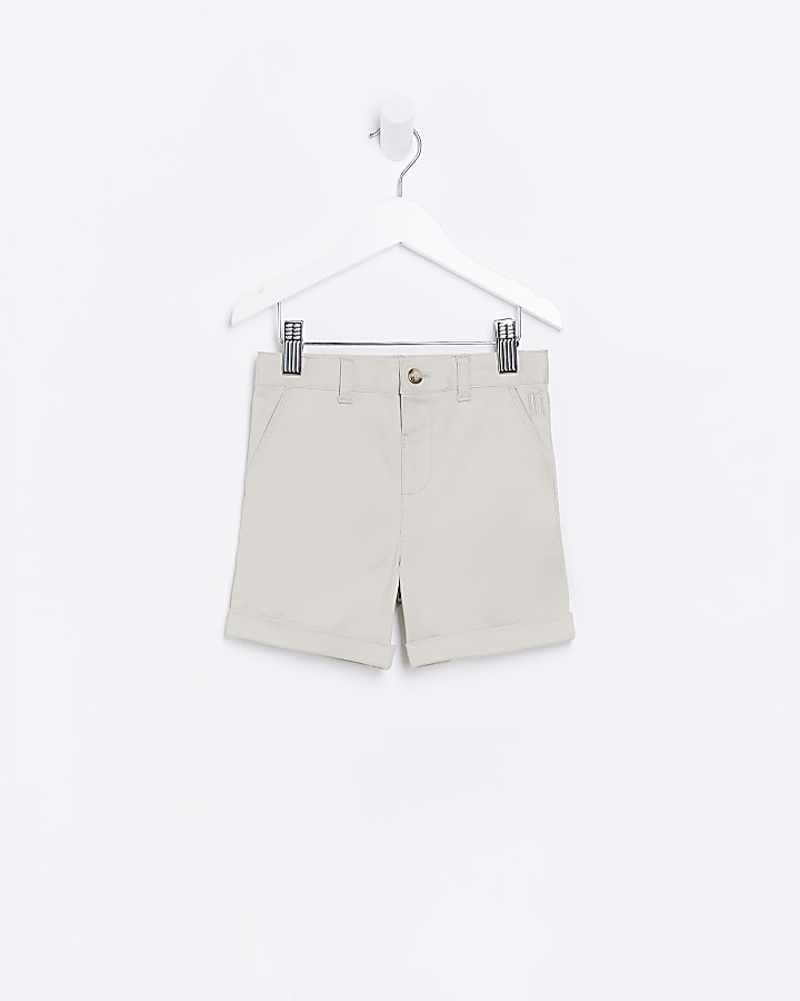 Mini Boys Beige Stretch Chino Shorts