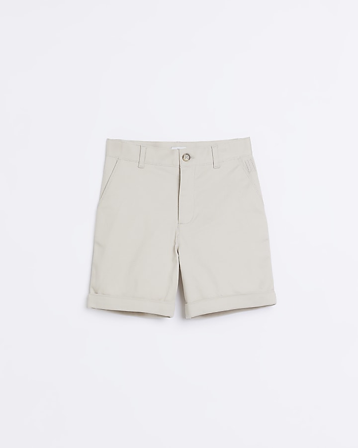 Boys Beige Stretch Chino Shorts