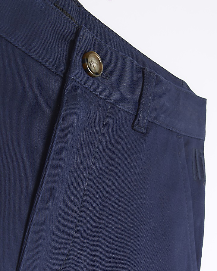 Boys navy stretch chino trousers | River Island