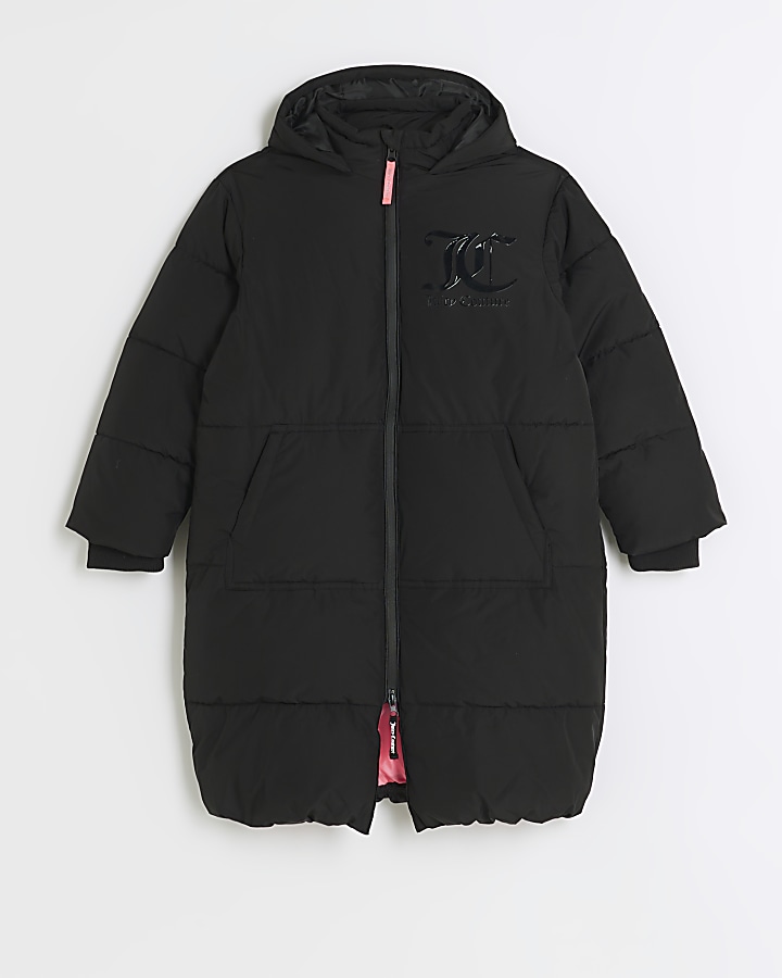 Girls black Juicy Couture hooded puffer coat