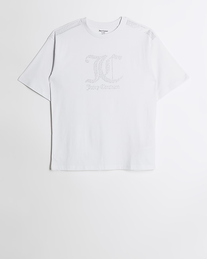 Girls white Juicy Couture diamante t-shirt