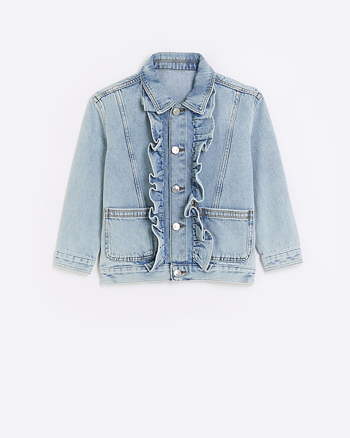 Frill sleeve denim on sale jacket