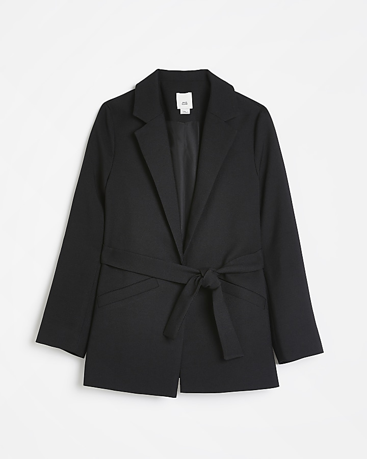 Girls Black Belted Blazer