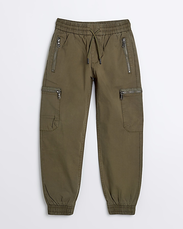 Khaki Cargo Zip Pocket Trousers