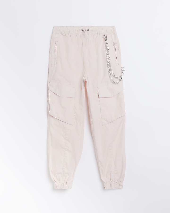 Girls Pink Chain Cargo Trousers