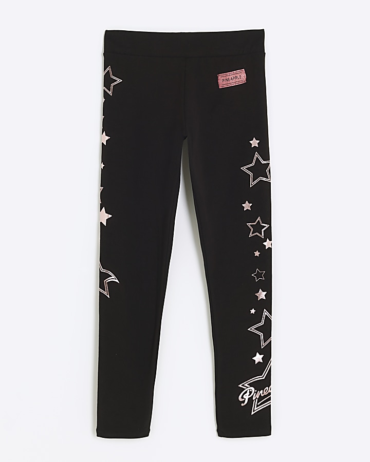 Girls black Pineapple star leggings