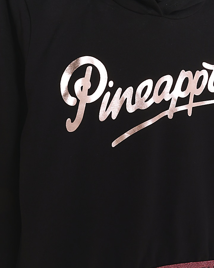 Girls black Pineapple crop hoodie