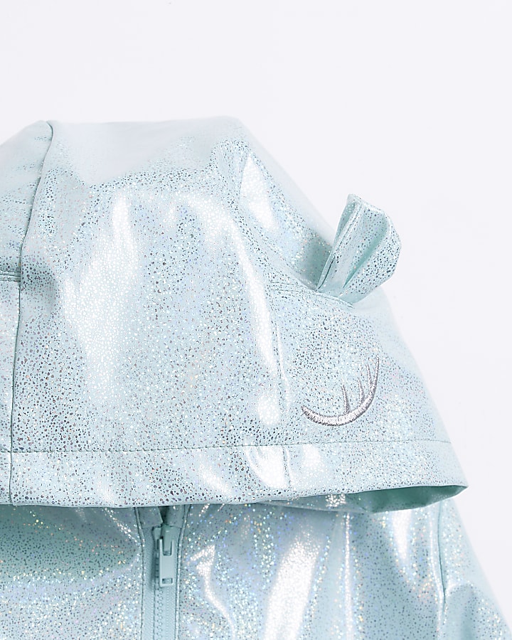 Mini Girls Blue glitter peplum raincoat