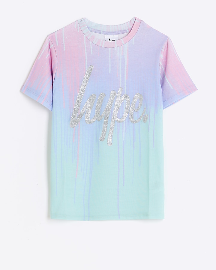 Girls lilac Hype ombre glitter t-shirt