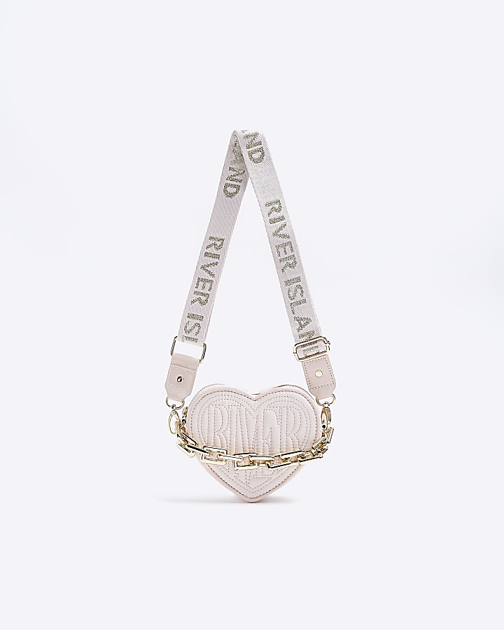 Girls Pink Heart Cross Body Bag