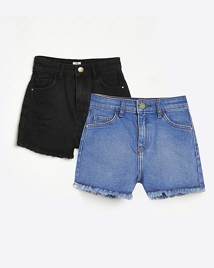 Girls black mom denim shorts 2 pack