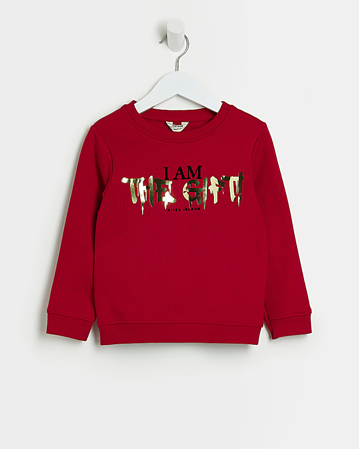 Mini boys Red Christmas Gift Sweatshirt