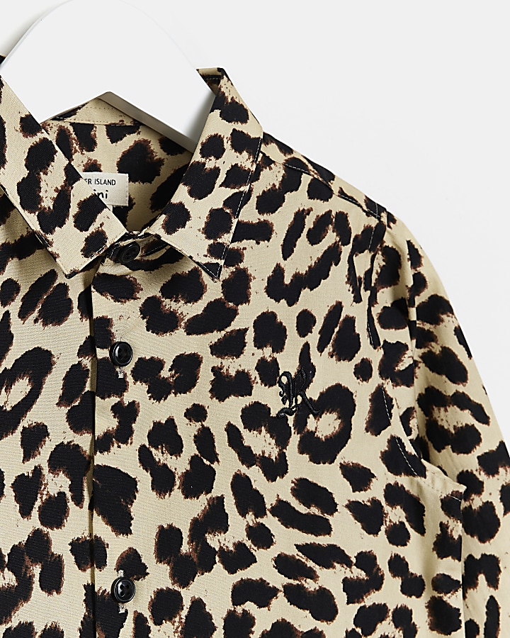 Mini boys Beige Leopard print Shirt