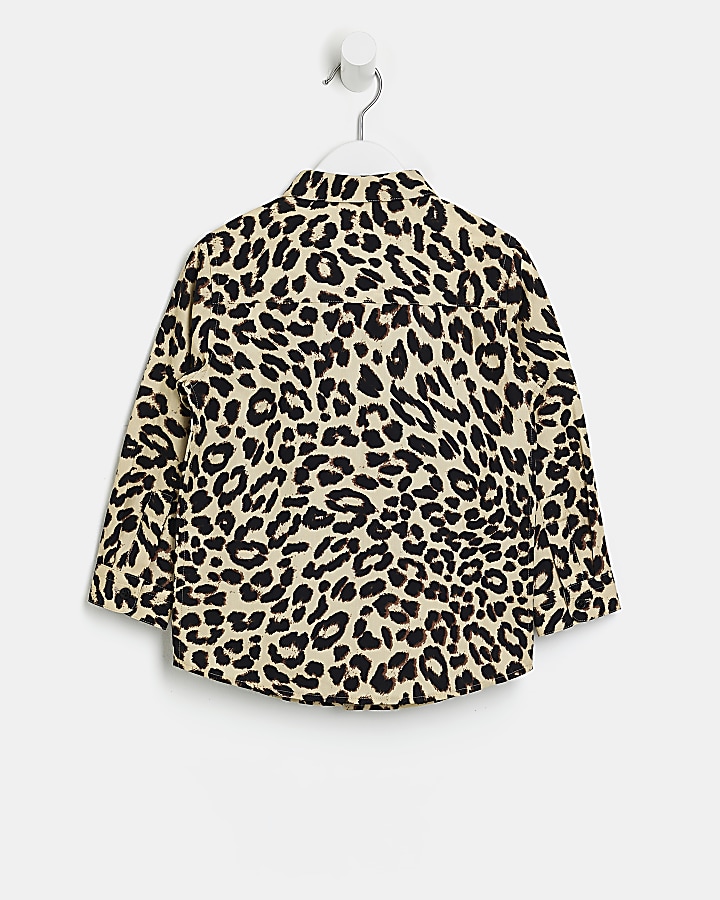 Mini boys Beige Leopard print Shirt