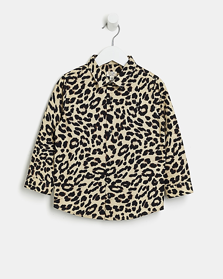 Mini boys Beige Leopard print Shirt