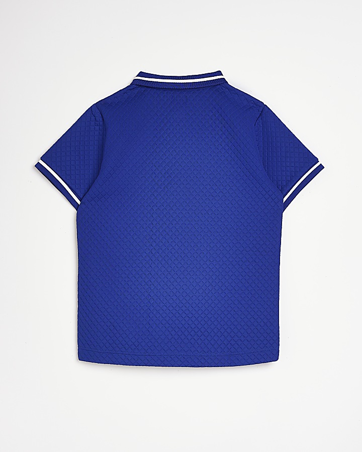 Boys Blue quilted short sleeve Polo shirt