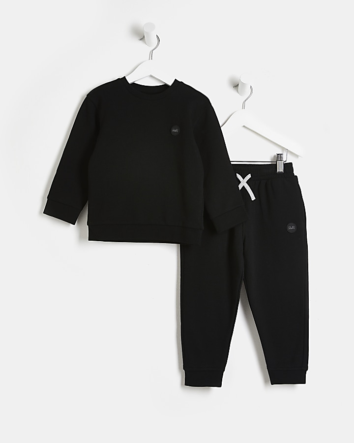 Mini Boys Black Sweatshirt and Joggers Set