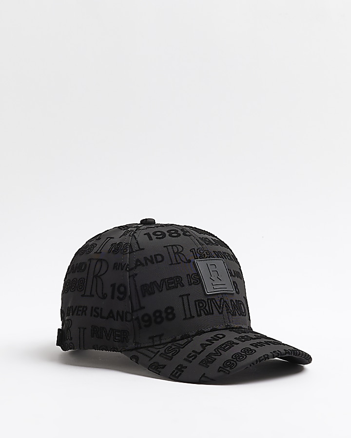 Boys Black Flock Print Cap