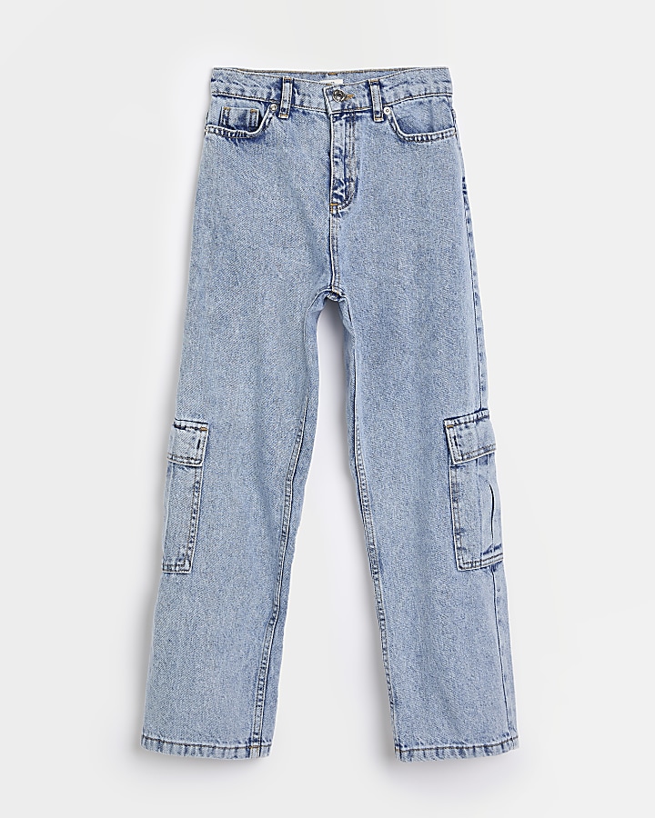 Girls Denim Cargo Straight jeans